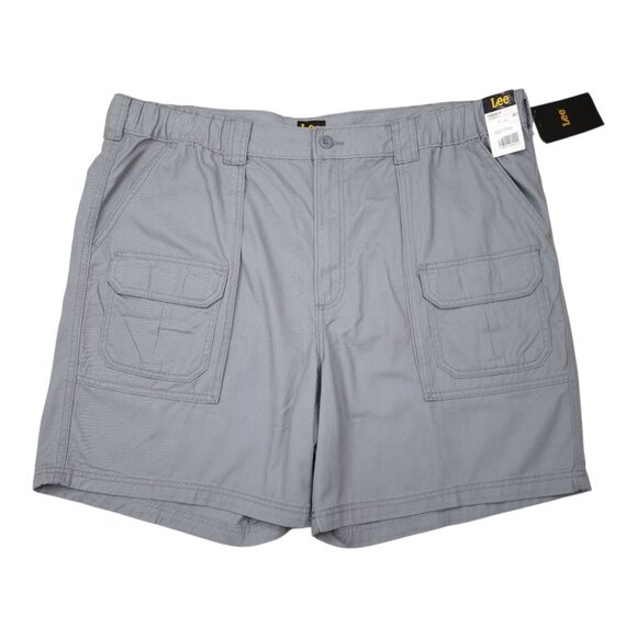 Lee Mens Regular Fit Cargo Shorts Gray Size 42 Cotton 7" Inseam Secure Pockets - Picture 10 of 10
